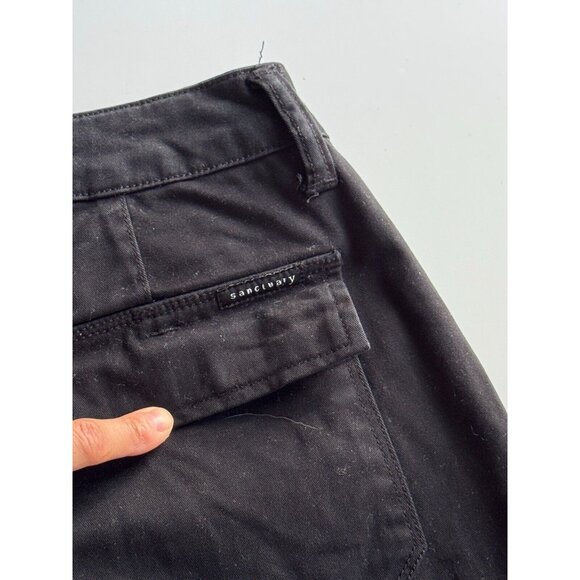 SANCTUARY Peace Crop Black Cotton Twill Mid Rise Straight Chino Pants, Size 28 - Picture 6 of 14